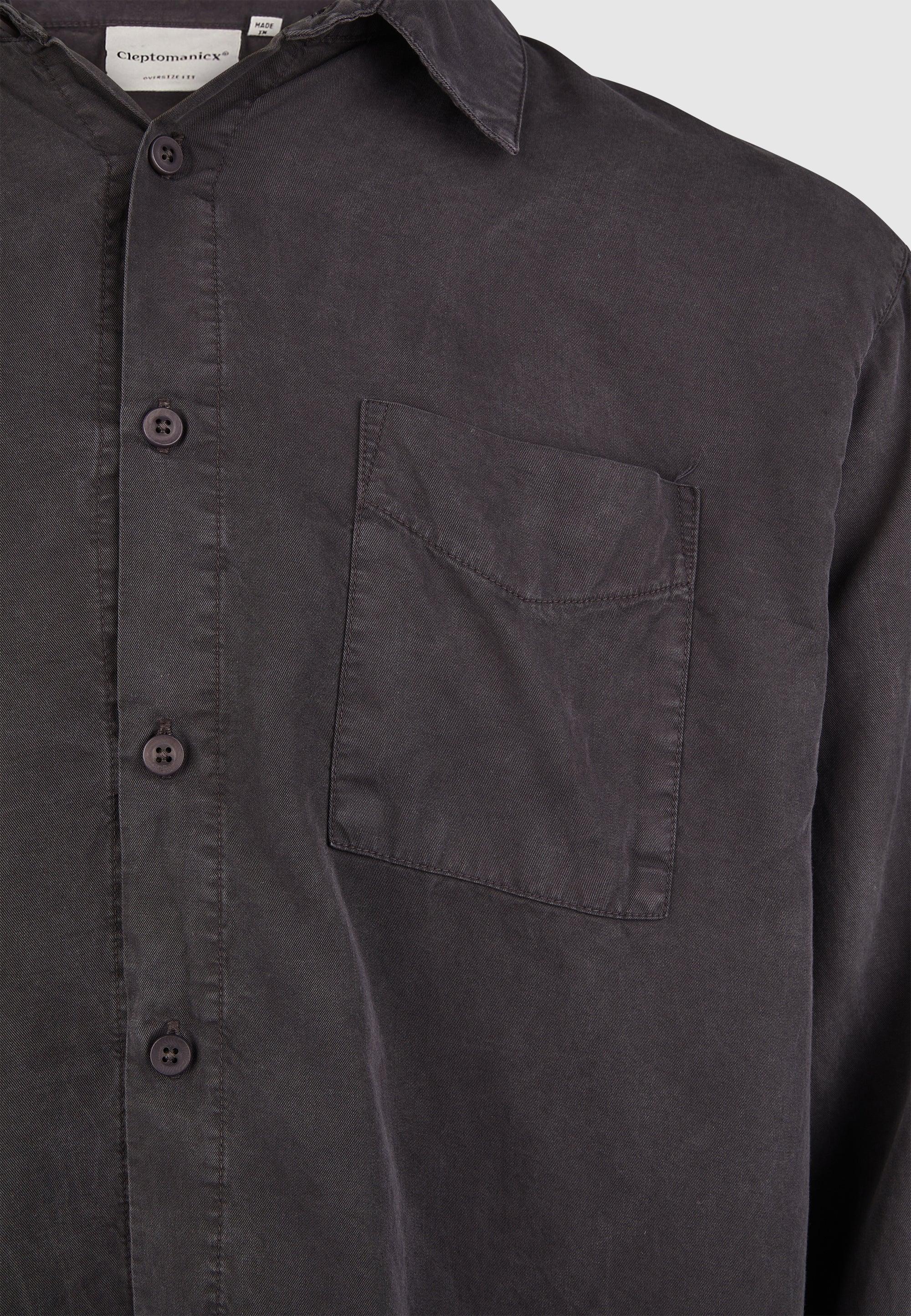 Cleptomanicx Blue Graphite Oversized Easy Shirt Hemd Herren grau